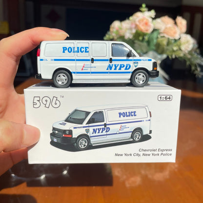 1/64 Scale Chevrolet Express NYPD Police Van Diecast Model Car