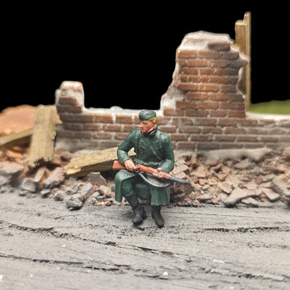 1/72 Scale WWII German Sitting Posture Soldiers Painted Figures for Model Dioramas