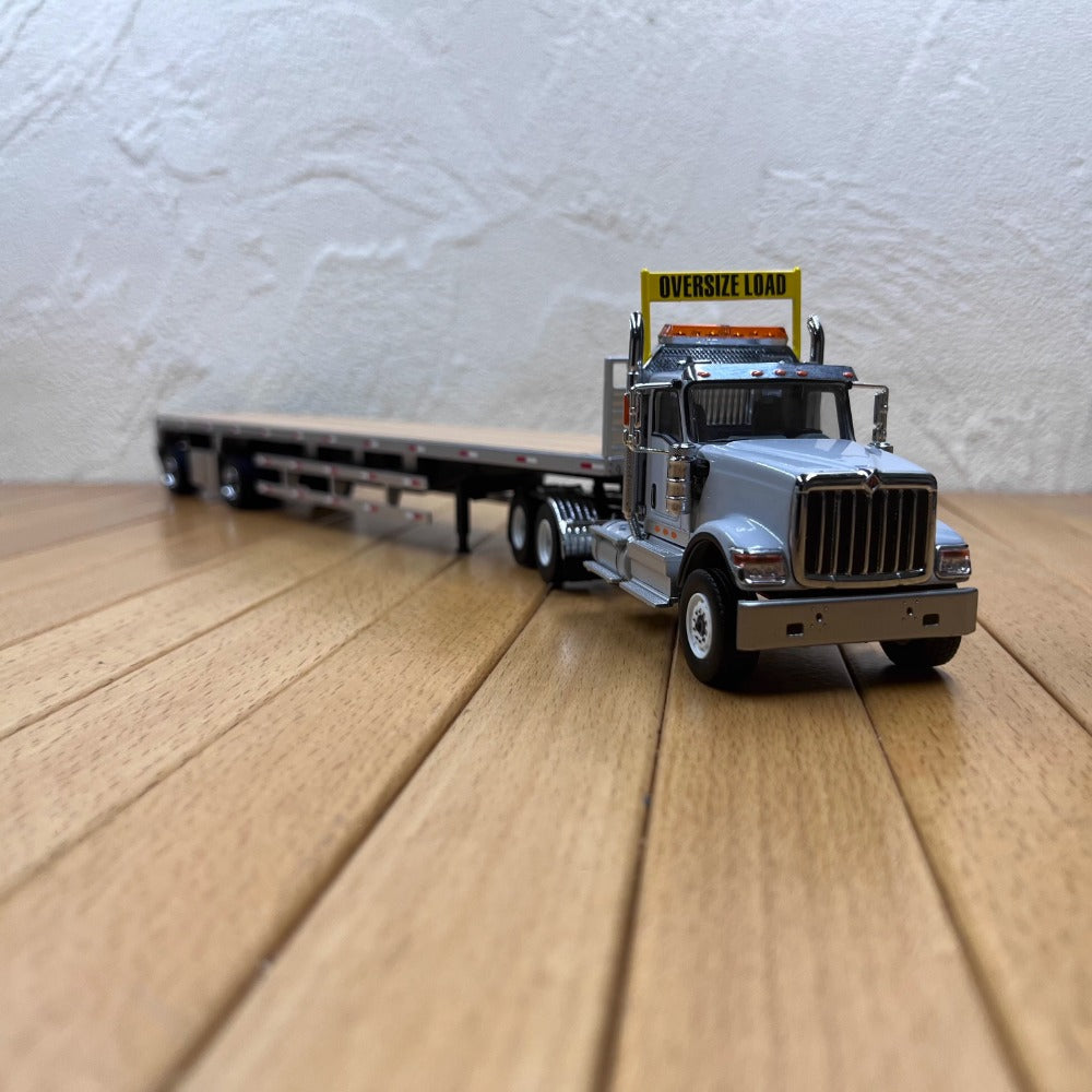 1/50 Scale International HX520 Tandem Tractor with 53' Flat Bed Truck Diecast Model