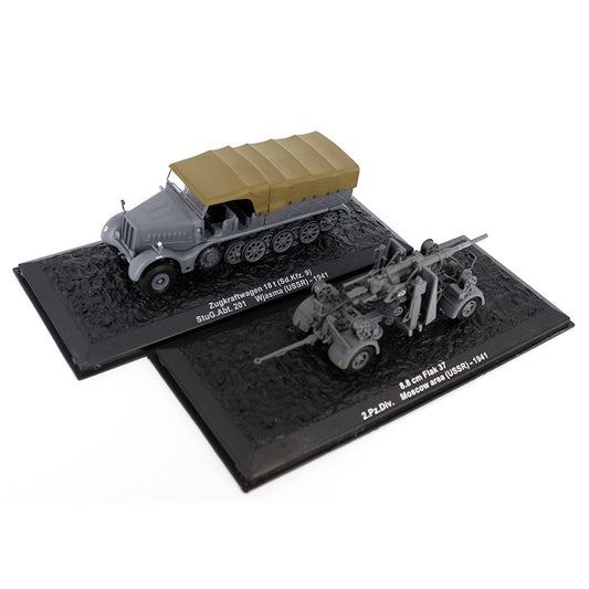 1/72 Scale WWII German Schwerer Zugkraftwagen 18 t Sd.Kfz. 9 Half-Track with 8.8 cm Flak 37 Anti-Aircraft Gun Diecast Model