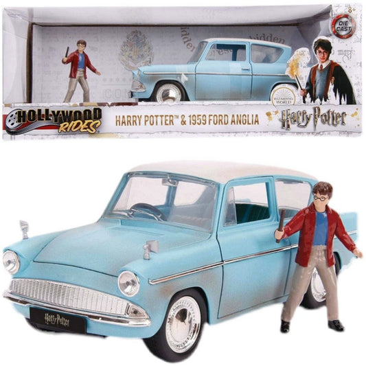 1/24 Scale Flying Ford Anglia Diecast Model Car & Harry Potter Figure