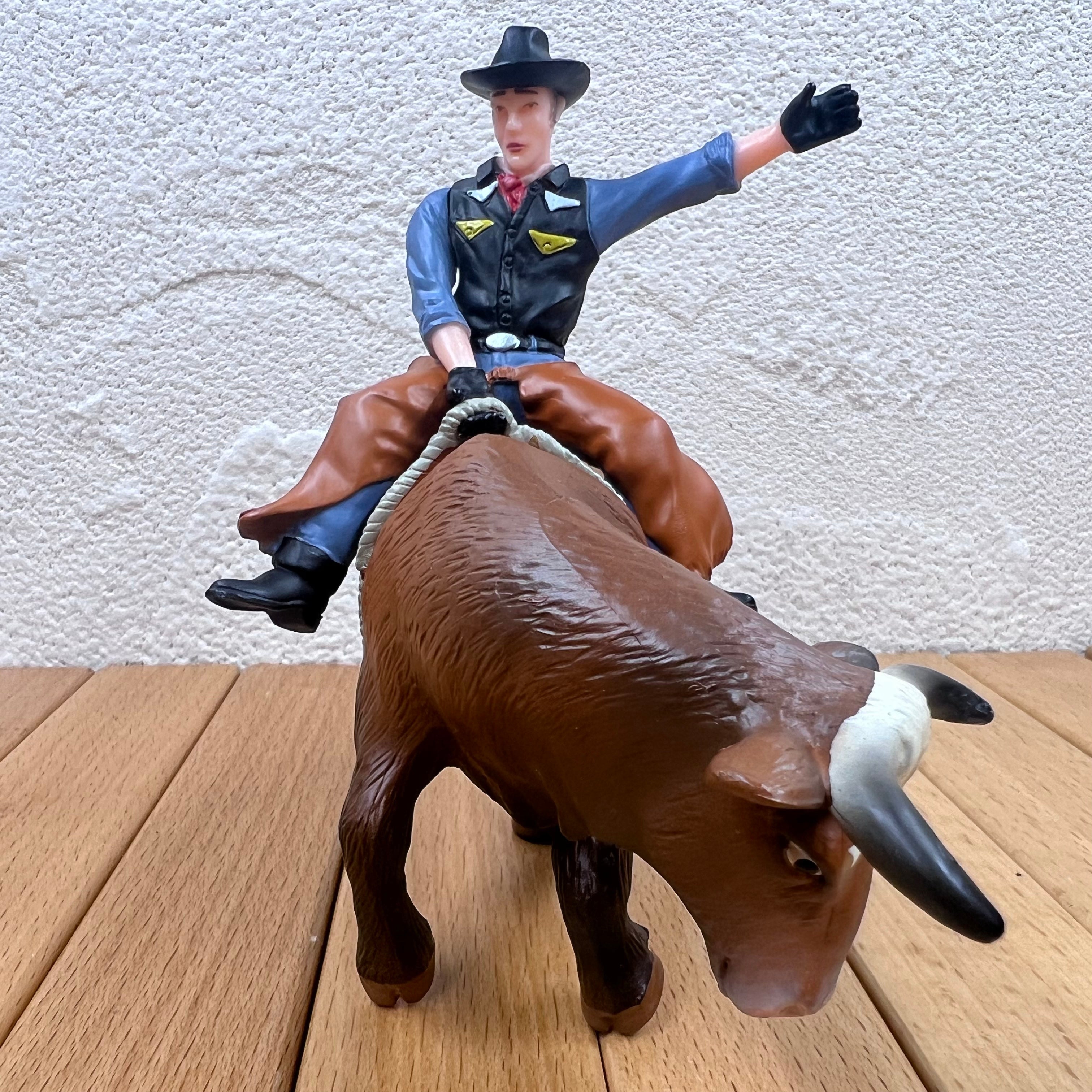1/16 Scale Bucking Bull & Rider Rodeo Cowboy Toy Figurines – old boy hobby