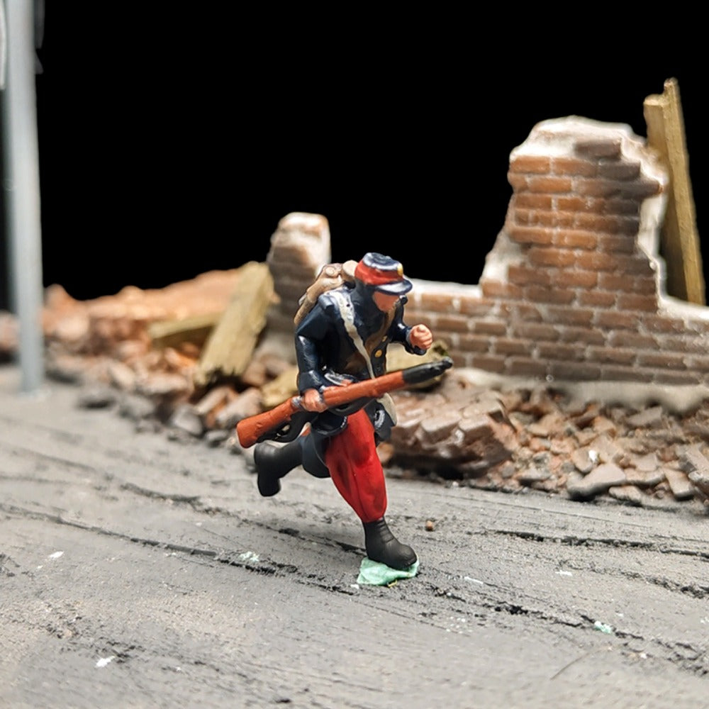 1/72 Scale 1914 WWI French Soldiers Painted Figures for Model Dioramas