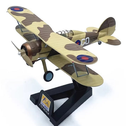 Gloster Gladiator Mk I biplane fighter pre-built 1/72 scale plastic collectible RAF aircraft model