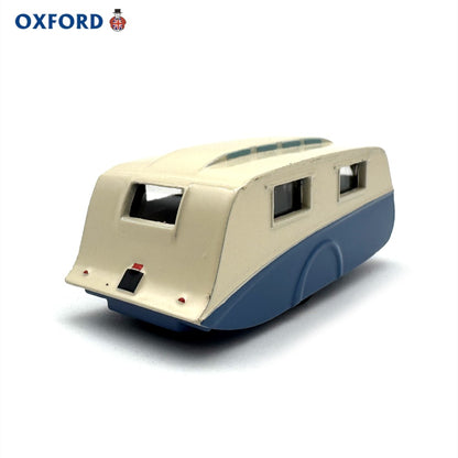 1/76 Scale Cream Blue Caravan Trailer Diecast Model