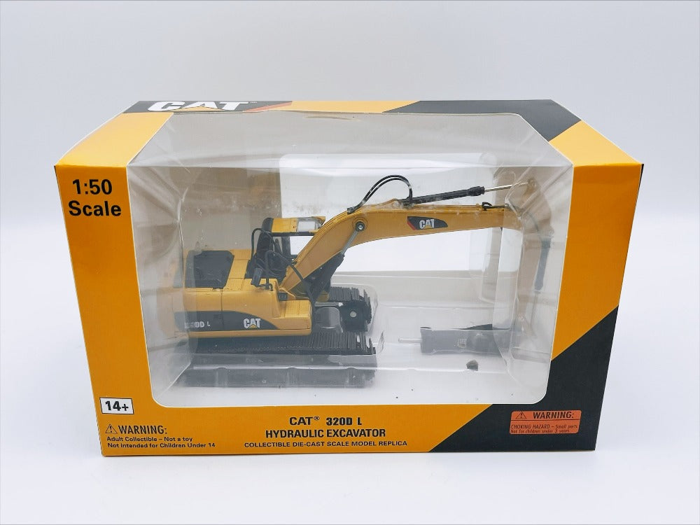 1/50 Scale CAT 320D L Hydraulic Excavator with Hammer Diecast Model