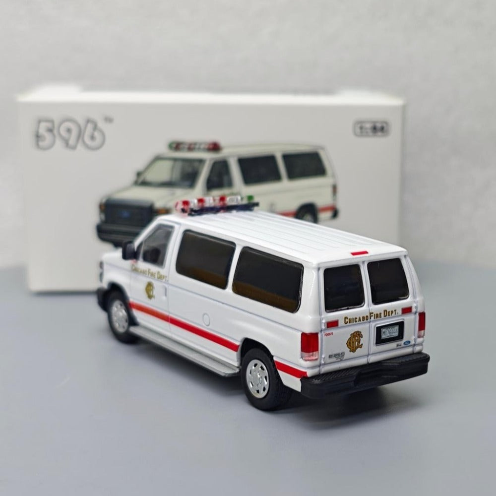 1/64 Scale Ford E-Series Chicago Fire Department Van Diecast Model Car
