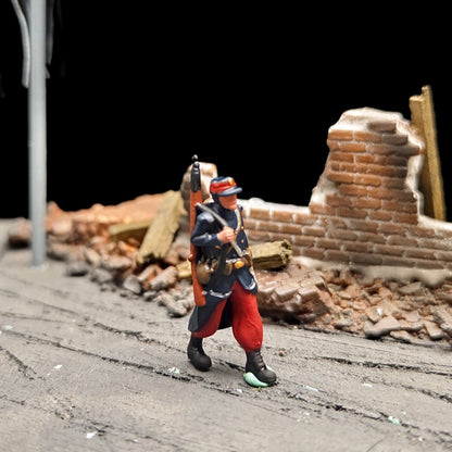 1/72 Scale 1914 WWI French Soldiers Painted Figures for Model Dioramas