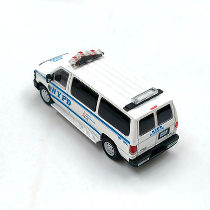 1/64 Scale Ford E-Series Econoline E-350 Van NYPD Diecast Model Car