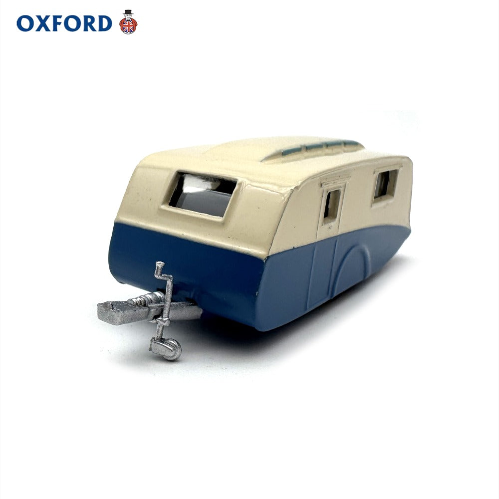 1/76 Scale Cream Blue Caravan Trailer Diecast Model