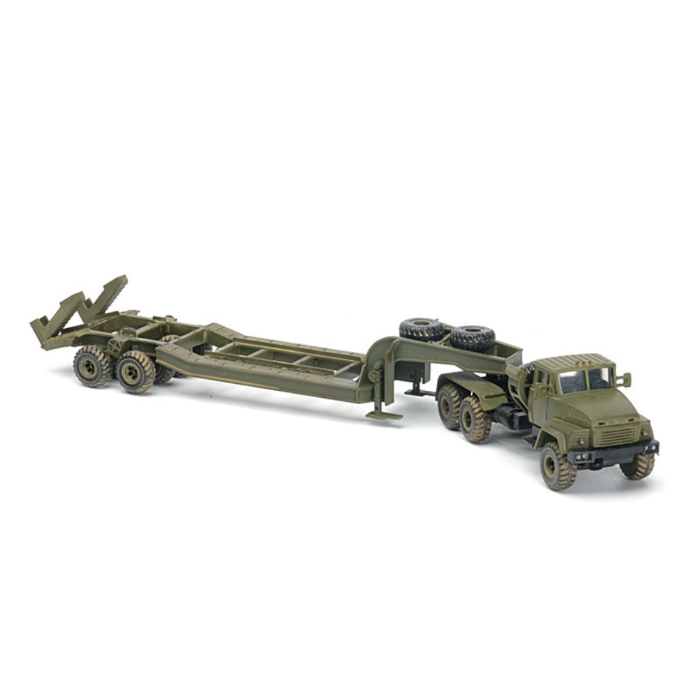 1/72 Scale Russian KrAZ-260B Military Tractor with ChMZAP-5247G Semitrailer Tank Transporter Pre-built Plastic Collectible Model