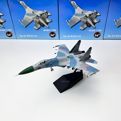 1/100 Scale Sukhoi Su-27 Flanker Soviet Fighter Aircraft Diecast Model