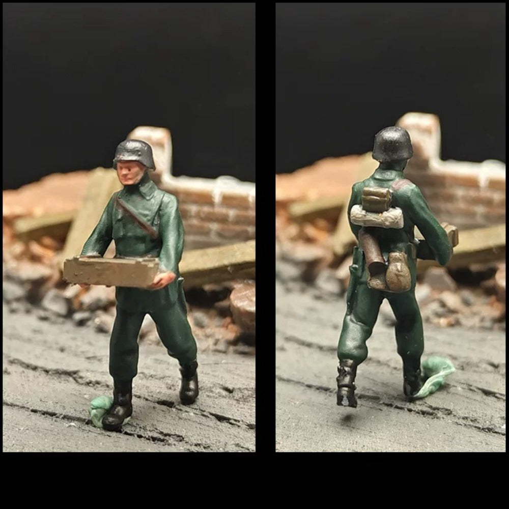 1/72 Scale WWII German Artillery Soldiers Painted Figures for Model Dioramas