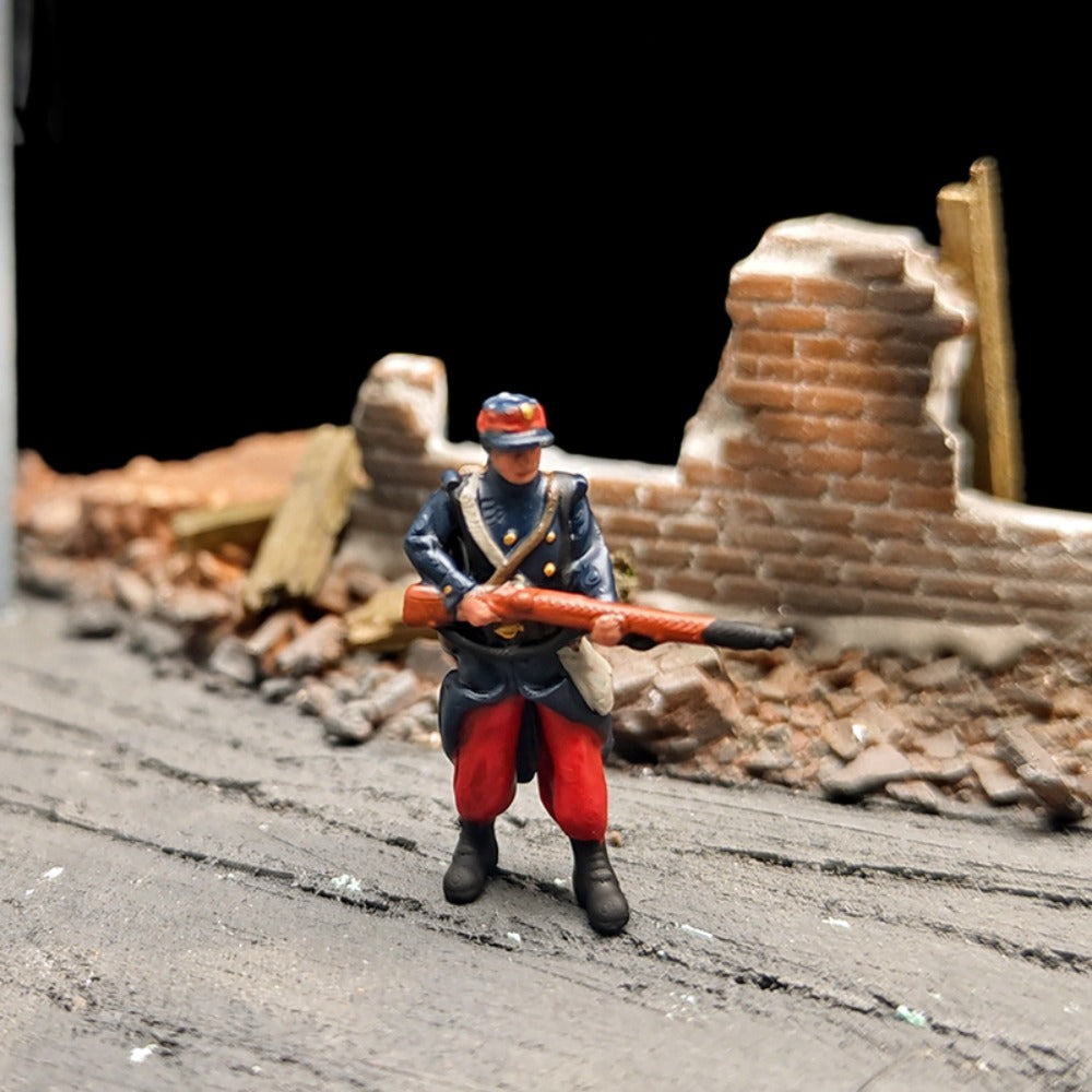 1/72 Scale 1914 WWI French Soldiers Painted Figures for Model Dioramas