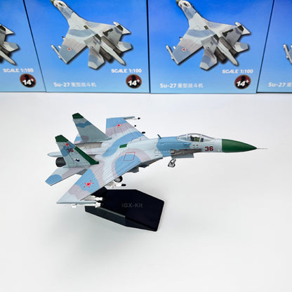 1/100 Scale Sukhoi Su-27 Flanker Soviet Fighter Aircraft Diecast Model