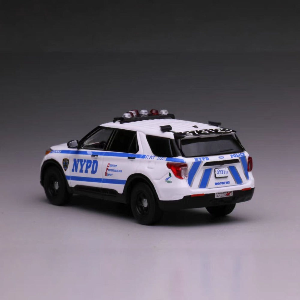 1/64 Scale 2020 Ford Explorer SUV NYPD Police Car Diecast Model
