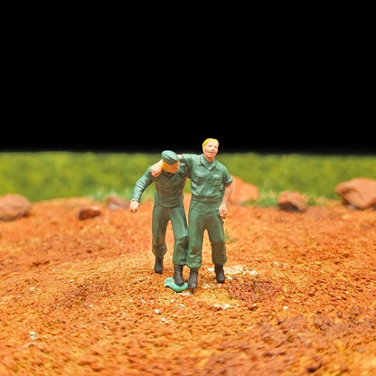 1/72 Scale WWII Wounded Soldiers Painted Figures for Model Dioramas
