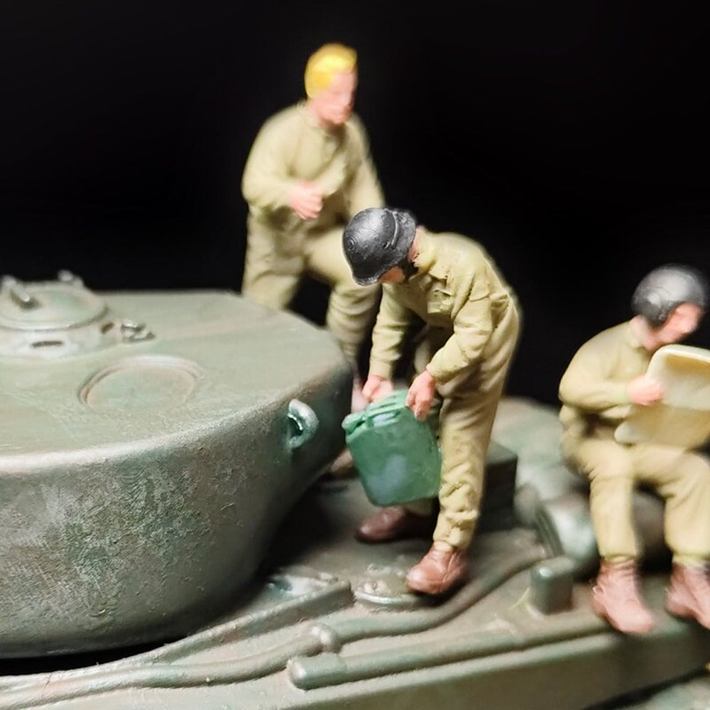 1/72 Scale WWII M4 Sherman Tank Soldiers Painted Figures for Model Dioramas