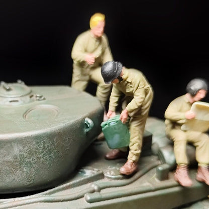 1/72 Scale WWII M4 Sherman Tank Soldiers Painted Figures for Model Dioramas