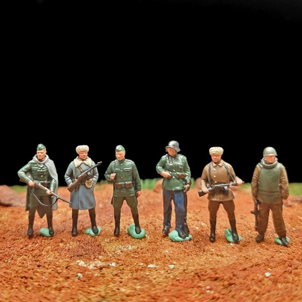 1/72 Scale WWII Soldiers Painted Figurines Set for Model Dioramas