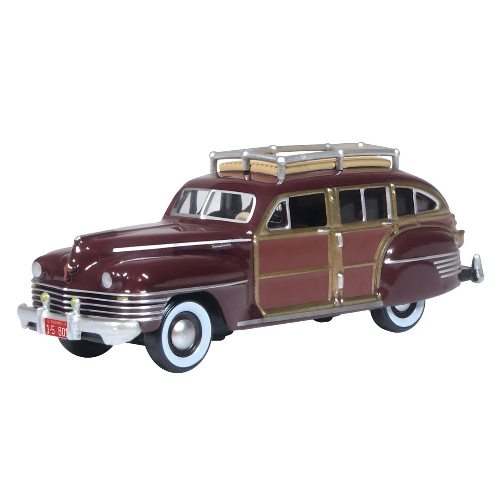 1/87 Scale 1942 Chrysler Town & Country Woodie Wagon Blue Diecast Model Car