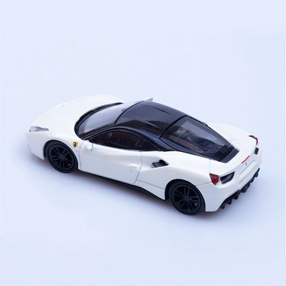Ferrari 488 GTB (White) 1/64 Scale Diecast Metal Sports Car Collectible Model