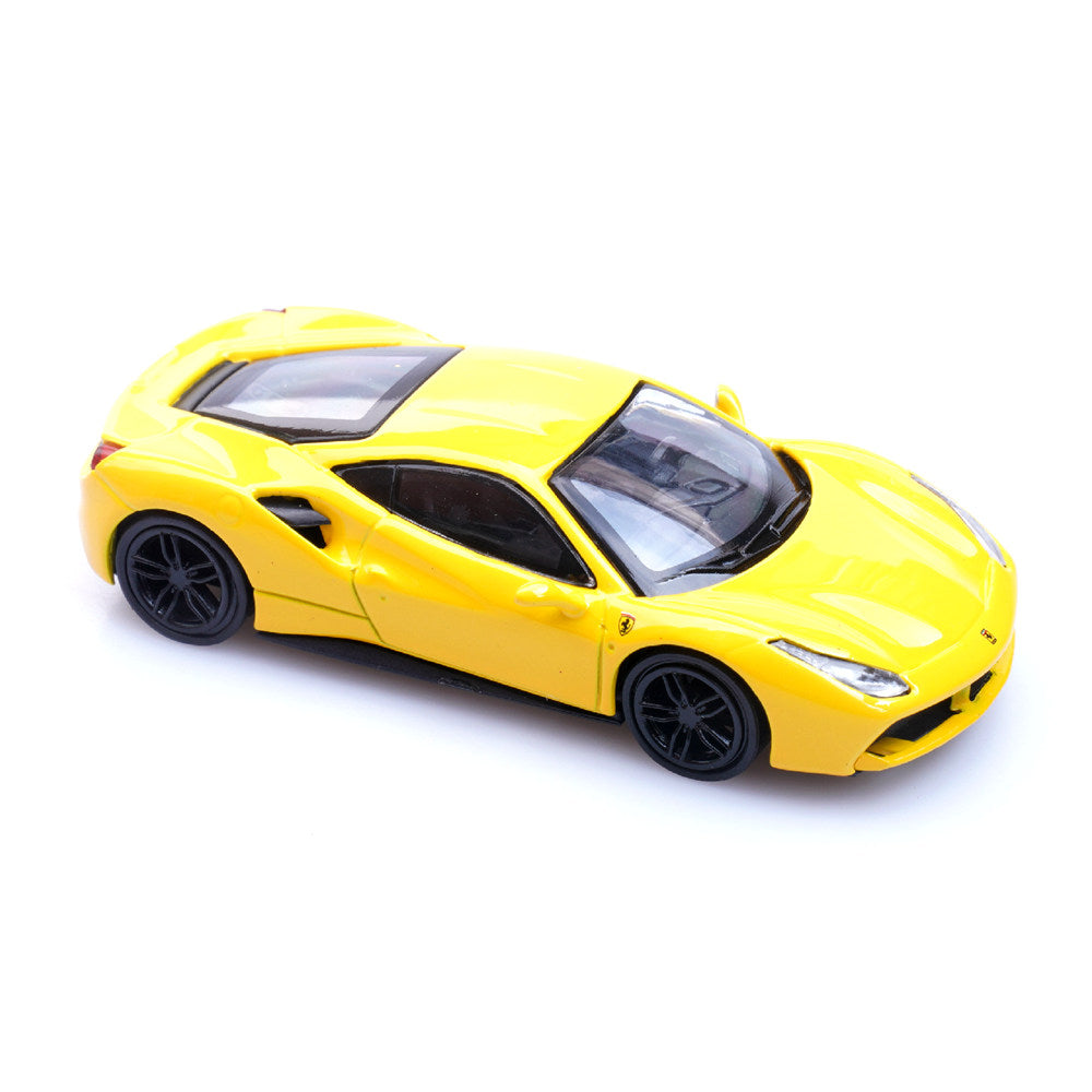Ferrari 488 GTB (Yellow) 1/64 Scale Diecast Metal Sports Car Collectible Model