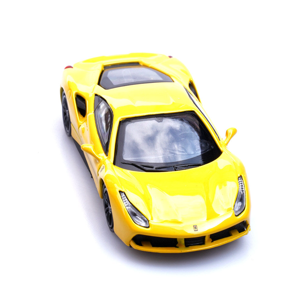 Ferrari 488 GTB (Yellow) 1/64 Scale Diecast Metal Sports Car Collectible Model