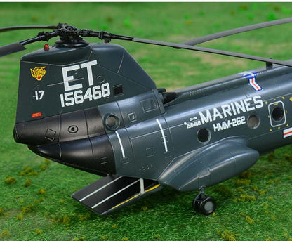 Boeing Vertol CH-46 ready to display plastic model helicopter